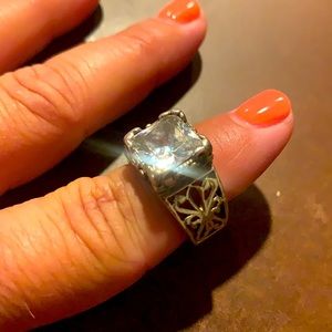 Size 8 .925 sterling silver and CZ Cubic Zirconia ring.  Silpada Retired!